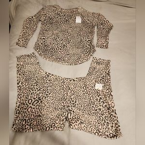 Cuddl Duds Lounge Pink Leopard PJ 2 Pc Set Medium NWT Women's